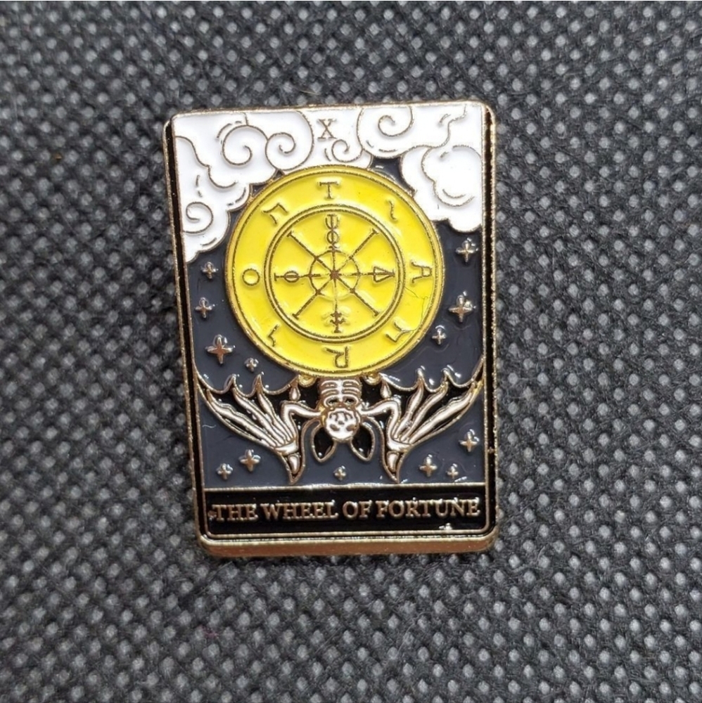 wheel of fortune tarrot card enamel pin.